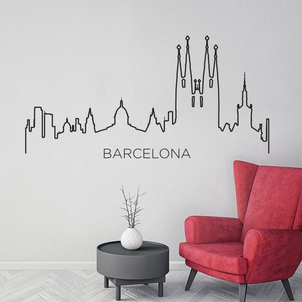 Samolepka na stěnu ve tvaru obrysu města Ambiance Barcelona