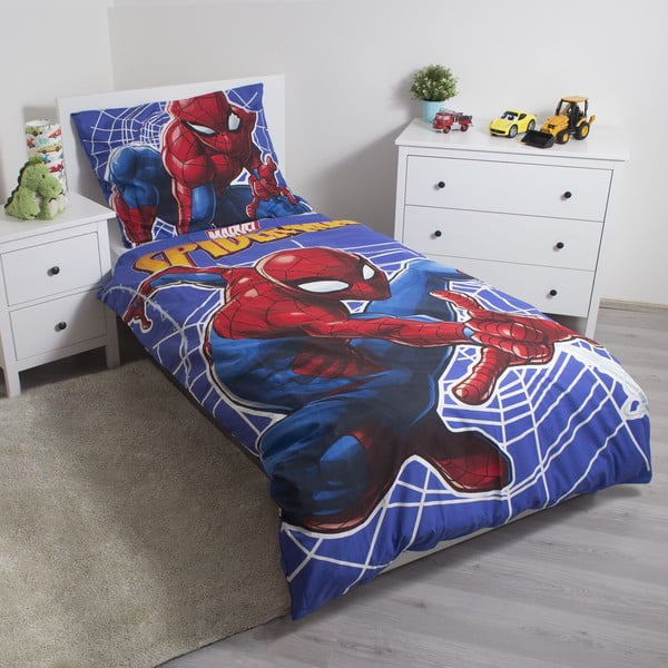 Červeno-modré bavlněné dětské povlečení se svítícím efektem na jednolůžko 140x200 cm Spider-man – Jerry Fabrics-image-1