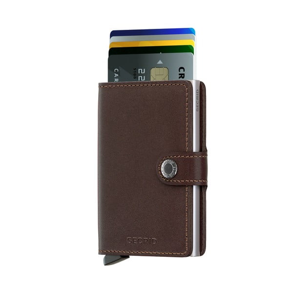 Hnědá kožená peněženka s pouzdrem na karty Secrid Classic