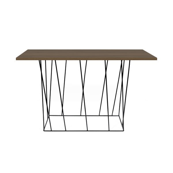 Konzolový stolek s deskou z ořechu a černýma nohama TemaHome Helix