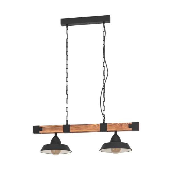 Závěsné svítidlo v černé a přírodní barvě s kovovým stínidlem OLDBURY – EGLO