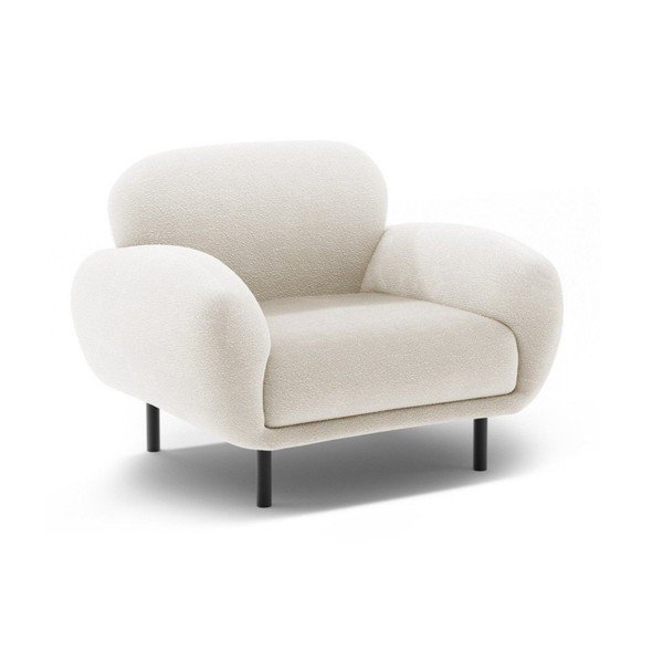 Bílé křeslo z textilie bouclé Poppy – Micadoni 