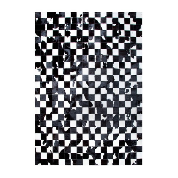 Černobílý koberec z pravé kůže Pipsa B&W, 140x200 cm