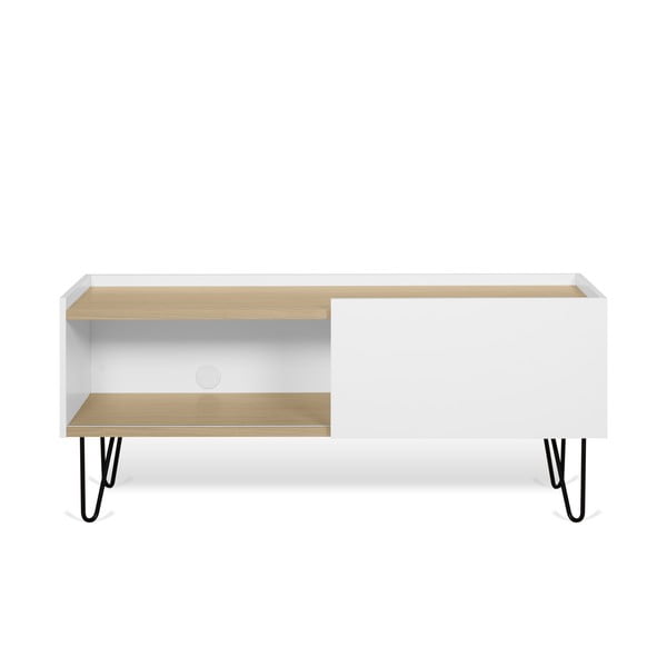Bílý TV stolek v dekoru dubu 140x59 cm Nina - TemaHome