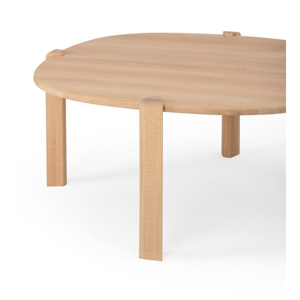 Kulatý konferenční stolek z dubového dřeva v přírodní barvě ø 100 cm Kulin – Gazzda-image-4