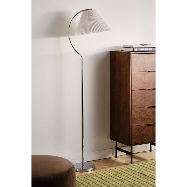 Bílá/v leskle stříbrné barvě látková stojací lampa (výška 165 cm) Celie – Jotex-image-2