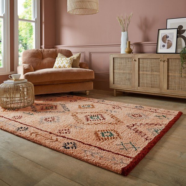 Ručně tkaný vlněný koberec v lososové barvě 160x230 cm Moroccan Sahara – Flair Rugs-image-1
