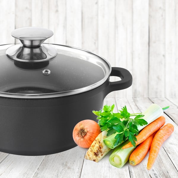 Hrnec s nepřilnavým povrchem Pfluon Granit se skleněnou poklicí Orion Grande, ⌀ 20 cm-image-1