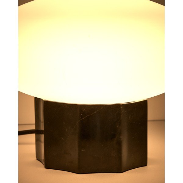 Bílá/černá kovová stolní lampa se skleněným stínidlem (výška 20 cm) Idela – Kave Home-image-3
