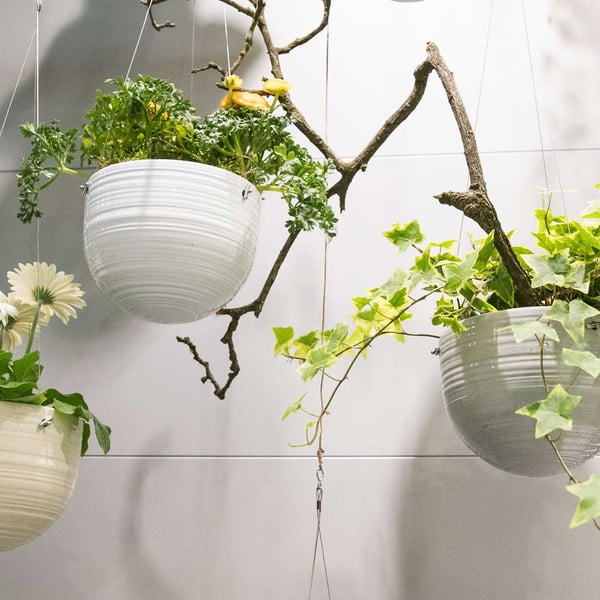 Bílý keramický závěsný květináč Big pots Bergamo, ø 18 cm-image-1