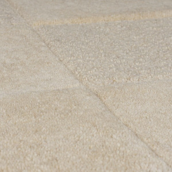 Béžový ručně tkaný vlněný běhoun 60x230 cm Checkerboard – Flair Rugs-image-3