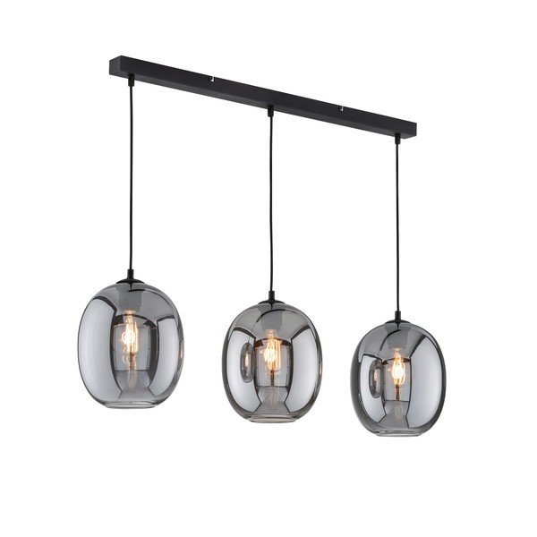 Černé závěsné svítidlo se skleněným stínidlem Nayla – Fischer & Honsel