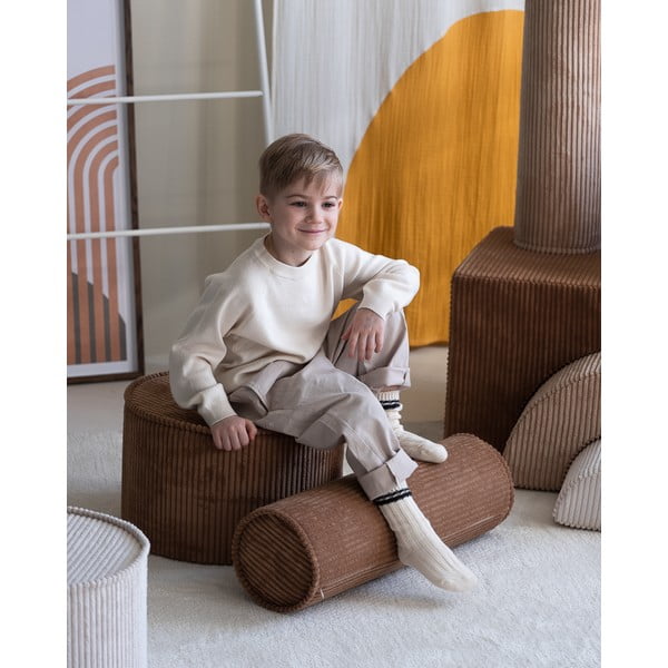 Hnědý manšestrový dětský puf – Wigiwama-image-1