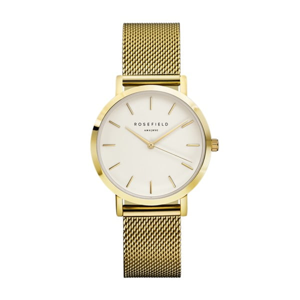 Zlaté dámské hodinky s bílým ciferníkem Rosefield The Tribeca