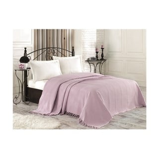 Světle fialový bavlněný přehoz přes postel na dvoulůžko Tarry, 220 x 240 cm