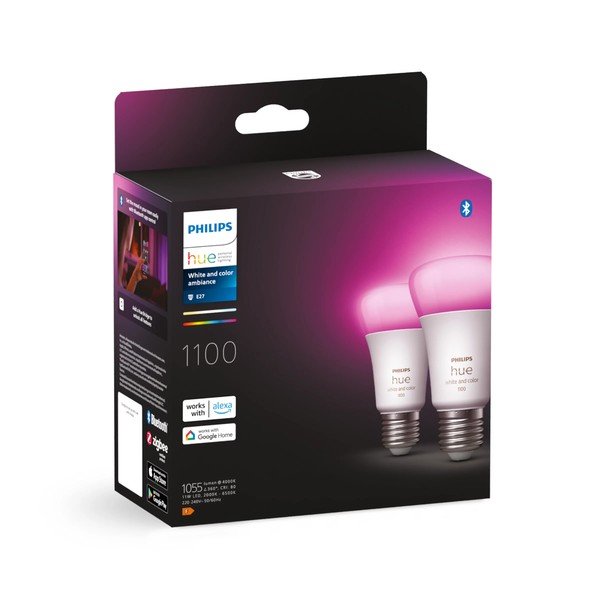 LED smart žárovky v sadě 2 ks E27, 11 W White and color ambiance – Philips Hue-image-2