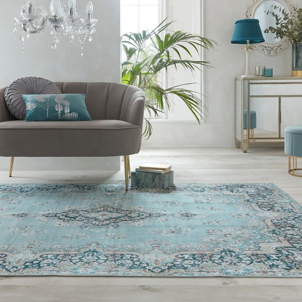 Tyrkysový pratelný koberec 80x150 cm FOLD Colby – Flair Rugs-image-4