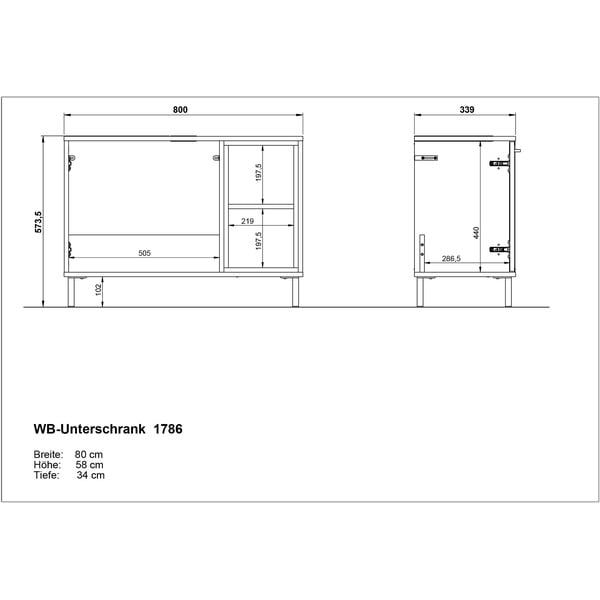 Bílá nízká skříňka pod umyvadlo v dekoru dubu 80x57 cm Loria - Germania-image-3