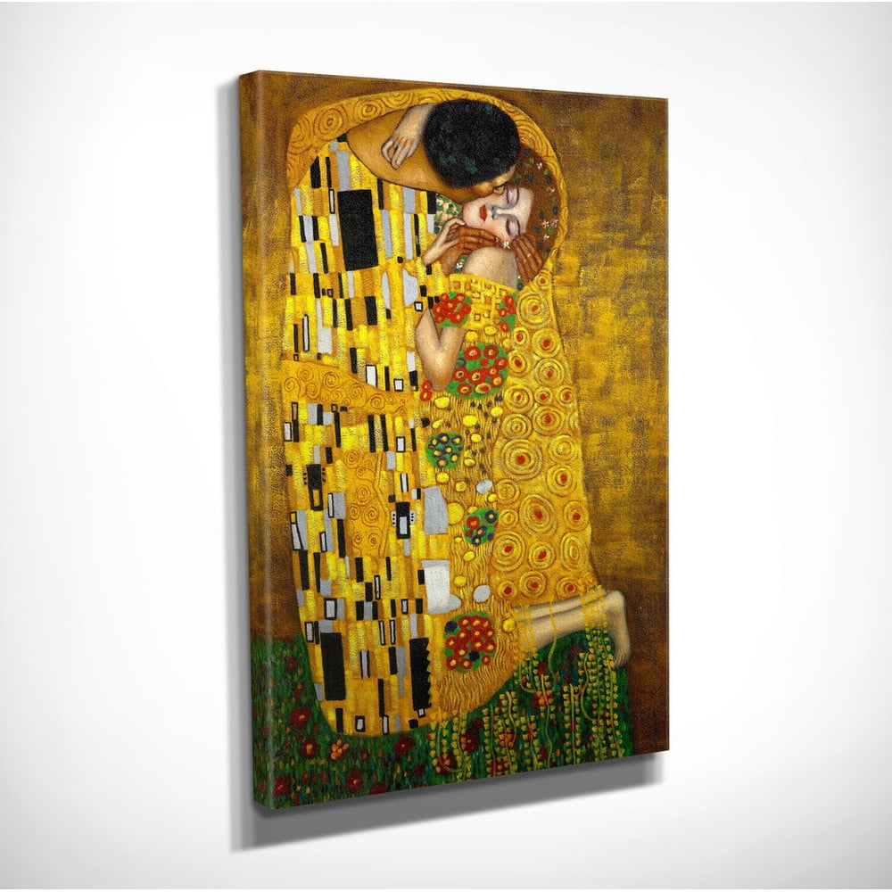Nástěnná reprodukce na plátně Gustav Klimt The Kiss, 30 x 40 cm