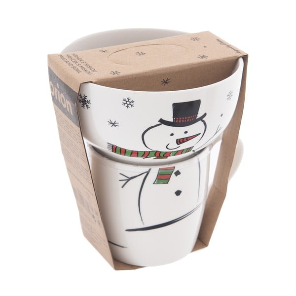 Bílý porcelánový set hrnku a misky s vánočním motivem 2 ks 350 ml – Orion-image-4