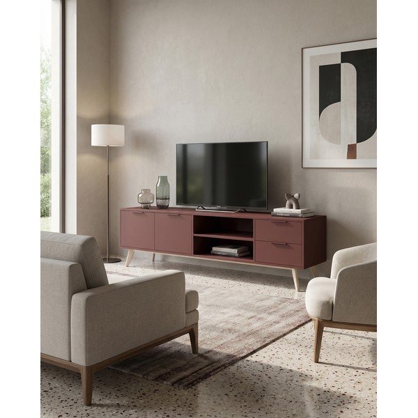 Matný TV stolek v terakotové barvě 180x53x40 cm Campus – Marckeric-image-4