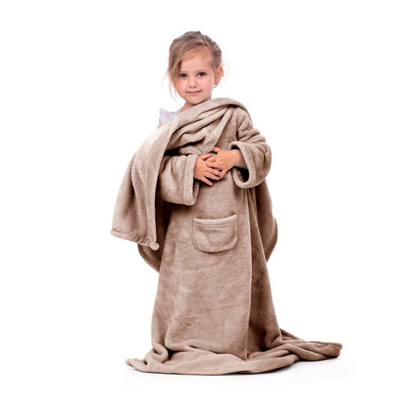 Hnědá dětská televizní deka s rukávy DecoKing Lazykids-image-3