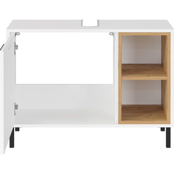 Bílá nízká skříňka pod umyvadlo v dekoru dubu 80x57 cm Loria - Germania-image-2