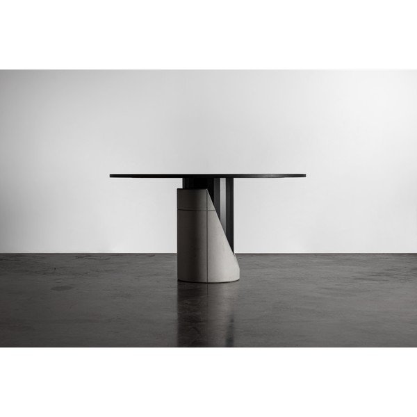 Kulatý jídelní stůl s deskou v dubovém dekoru 140x140 cm Sharp - Lyon Béton-image-1