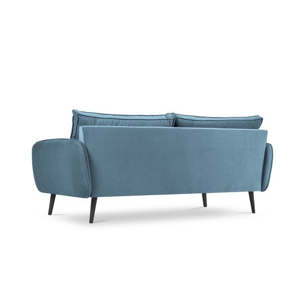 Světle modrá sametová pohovka s černými nohami Kooko Home Lento, 198 cm-image-3