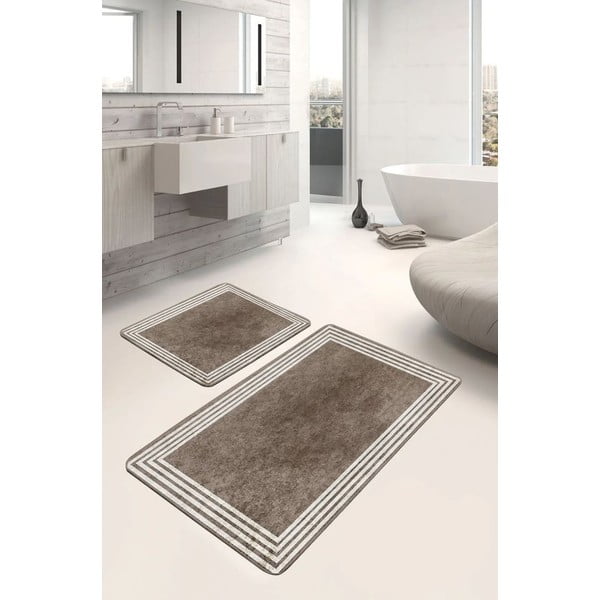 Taupe sametové koupelnové předložky v sadě 2 ks 60x100 cm – Mila Home-image-1