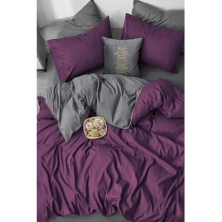 Tmavě fialovo-šedé bavlněné povlečení na jednolůžko/prodloužené s prostěradlem 160x220 cm – Mila Home