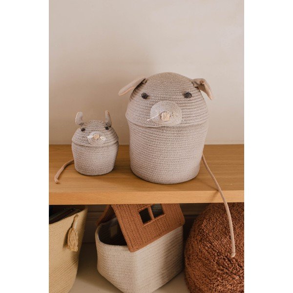 Šedý látkový dětský koš na hračky ø 15x15 cm Mini Renata the Rat – Lorena Canals-image-1