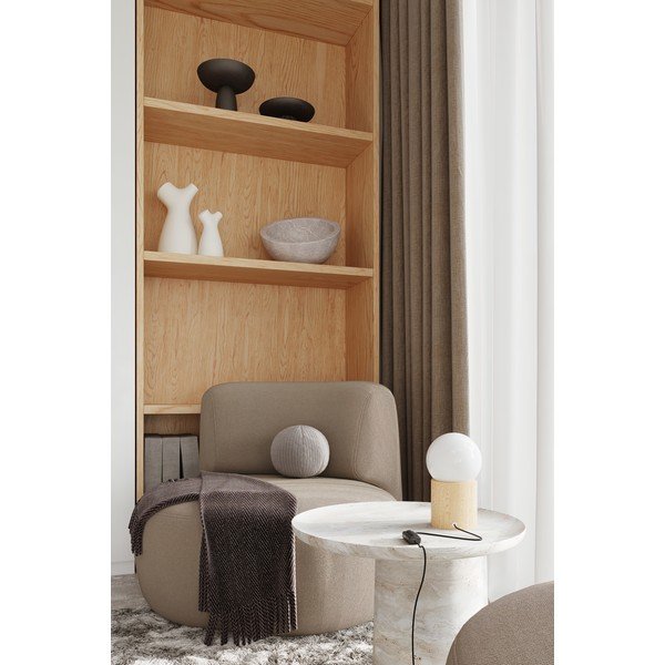 Bílá/v přírodní barvě stolní lampa se skleněným stínidlem (výška 21 cm) Surtur – Sollux-image-1