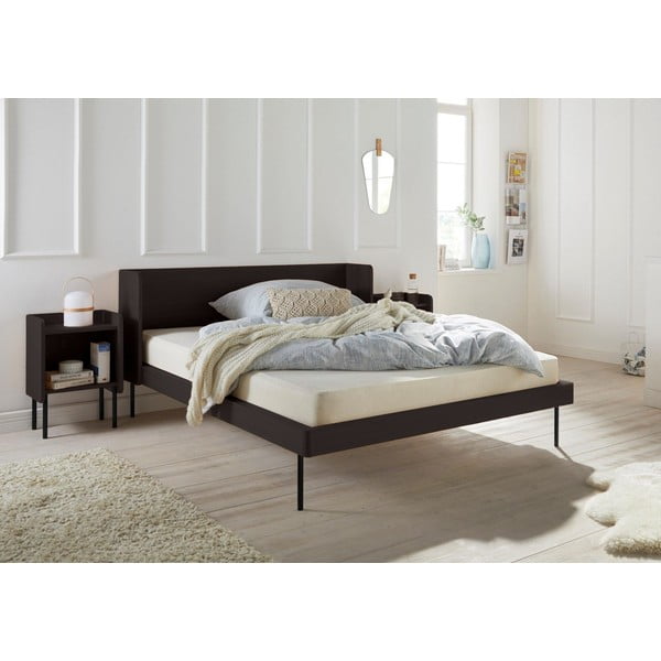 Černá dvoulůžková postel v dekoru dubu 180x200 cm Wrap – Bonami Selection-image-1