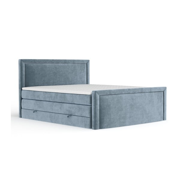 Modrá boxspring postel s úložným prostorem 200x200 cm Lavenda – Maison de Rêve
