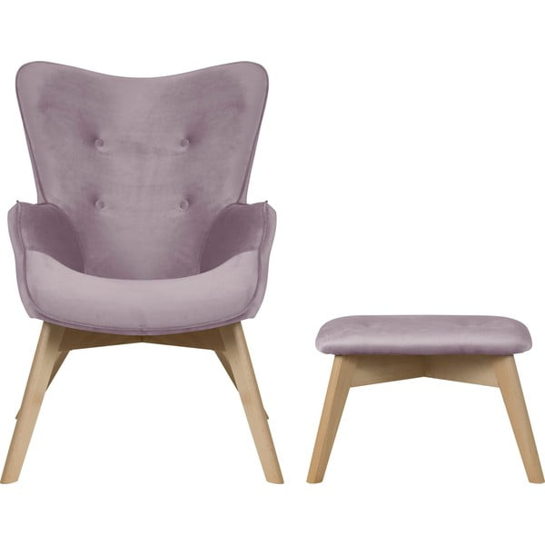 Sametové křeslo s podnožkou v levandulové barvě Niko – Ropez-image-2