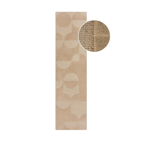 Béžový vlněný koberec běhoun 60x230 cm Gigi – Flair Rugs