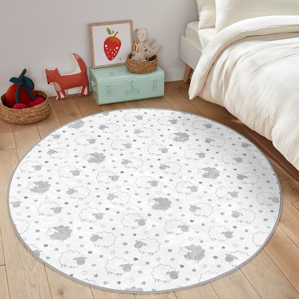 Dětský koberec ve světle šedo-bílé barvě ø 80 cm Comfort – Mila Home-image-3