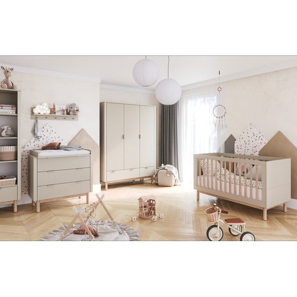 Béžová nízká dětská komoda 100x52 cm Miloo – Pinio-image-4