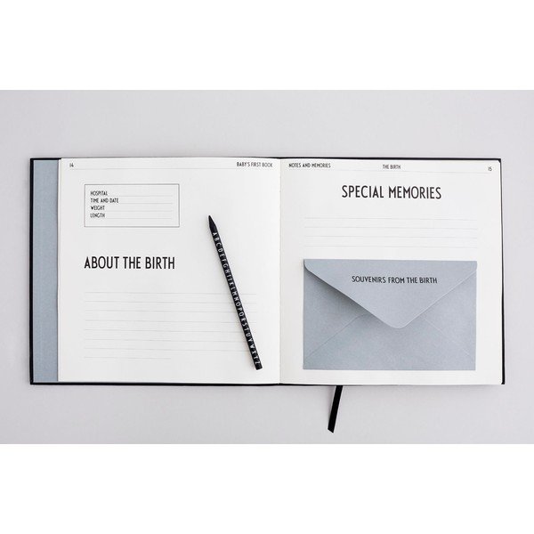 Černá dětská vzpomínková knížka Design Letters Baby's First Book-image-2
