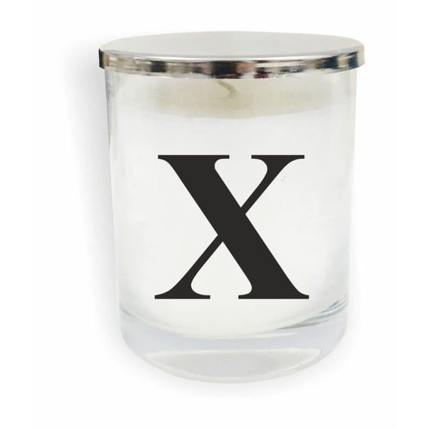 Bílo-černá svíčka North Carolina Scandinavian Home Decors Monogram Glass Candle X
