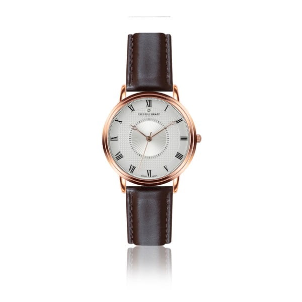 Pánské hodinky s tmavě hnědým páskem z pravé kůže Frederic Graff Rose Grand Combin Dark Brown Leather