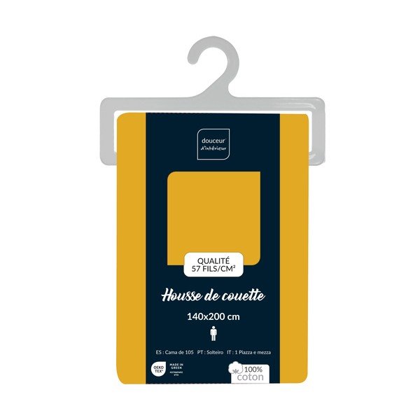 Žlutý bavlněný povlak na peřinu na jednolůžko 140x200 cm Lina – douceur d'intérieur-image-2