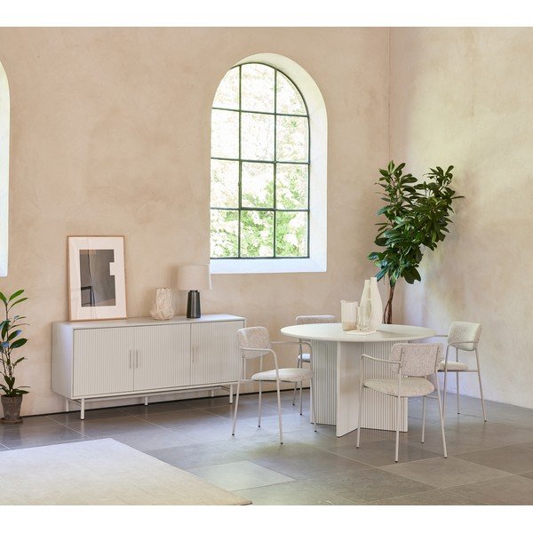 Světle šedý kulatý jídelní stůl ø 110 cm Palma – Unique Furniture-image-1