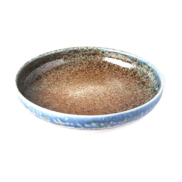 Béžovo-modrý keramický talíř se zvednutým okrajem MIJ Earth & Sky, ø 22 cm