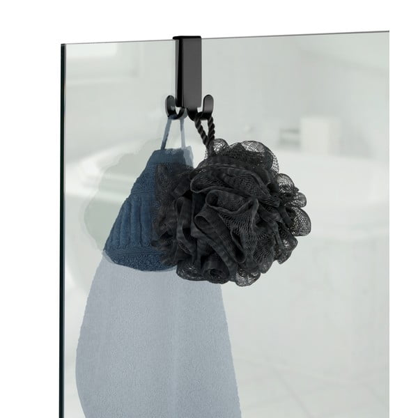 Černý dvoustranný závěsný háček na sprchové dveře Wenko Vieste-image-1