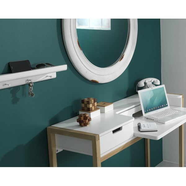 Bílý nástěnný věšák z jedlového dřeva s poličkou Trays – Tomasucci-image-1