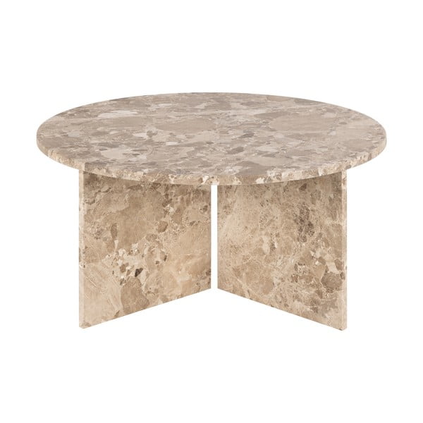 Světle hnědý mramorový kulatý konferenční stolek ø 90 cm Vega – Actona