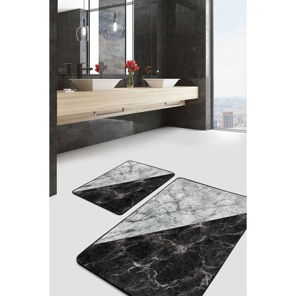 Černobílé koupelnové předložky v sadě 2 ks 60x100 cm – Mila Home-image-1