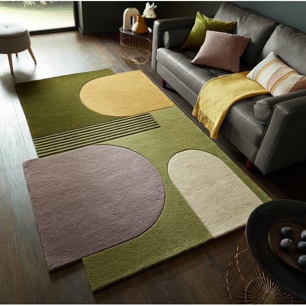 Zelený ručně tkaný vlněný koberec 150x240 cm Lozenge – Flair Rugs-image-1